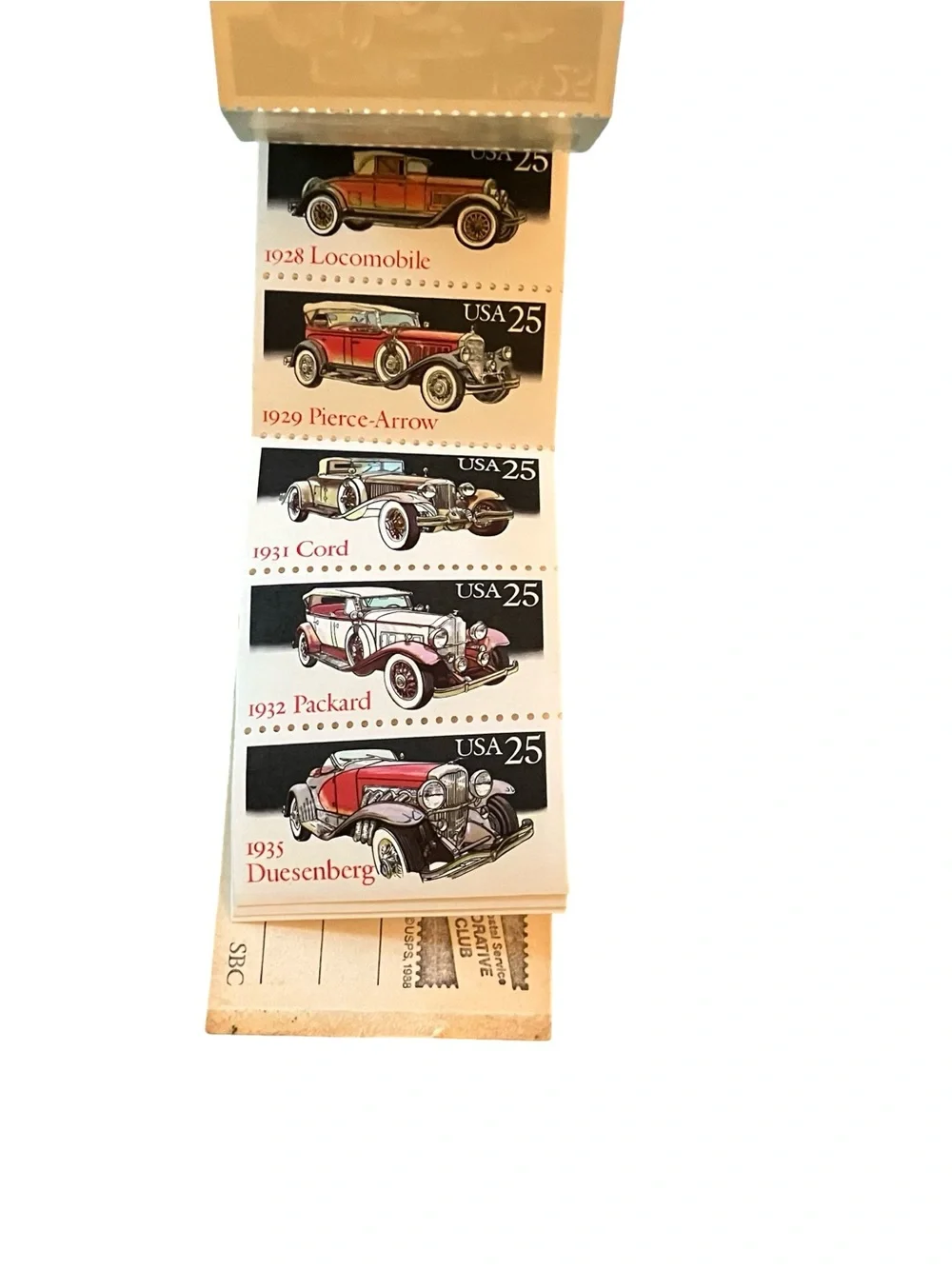 Scott #BK164 2385a Classic Cars Complete Booklet 20 Stamps 1988 Ephemera USPS